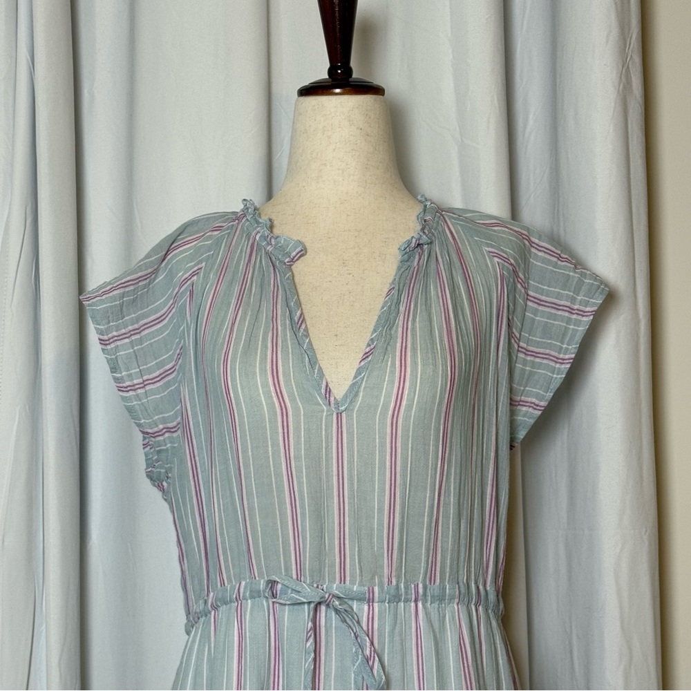Rails Juni Placid Stripe Midi Dress Tiered Cotton Blue Pink Small - Picture 7 of 16